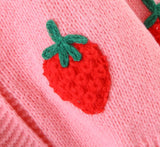 Two-Color Cute Strawberry V-Neck Sweater Cardigan
