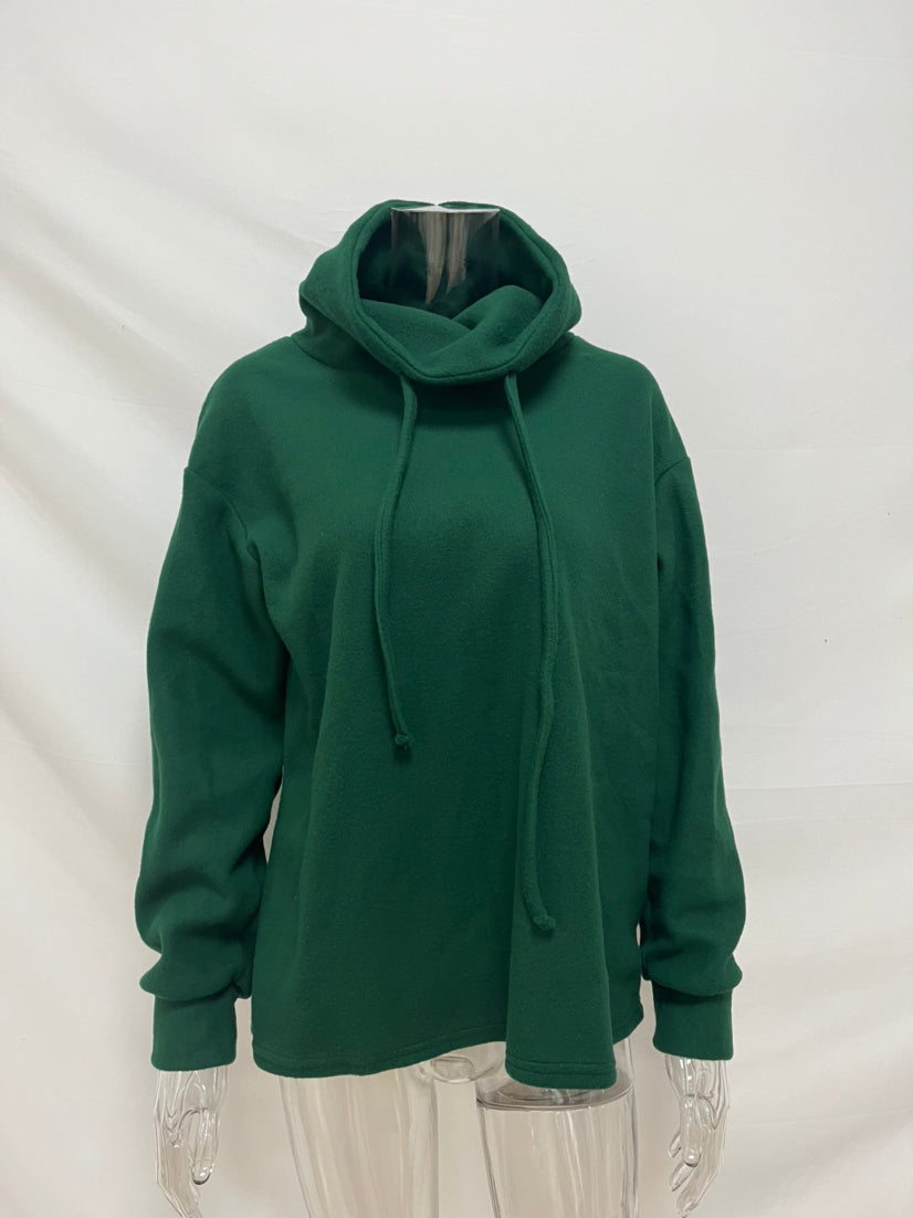 Drawstring Turtleneck Solid Color Pullover Sweatshirt