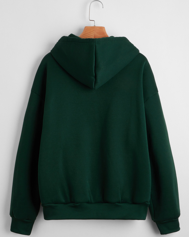 Sweat à capuche zippé à manches longues et doublure polaire de couleur unie