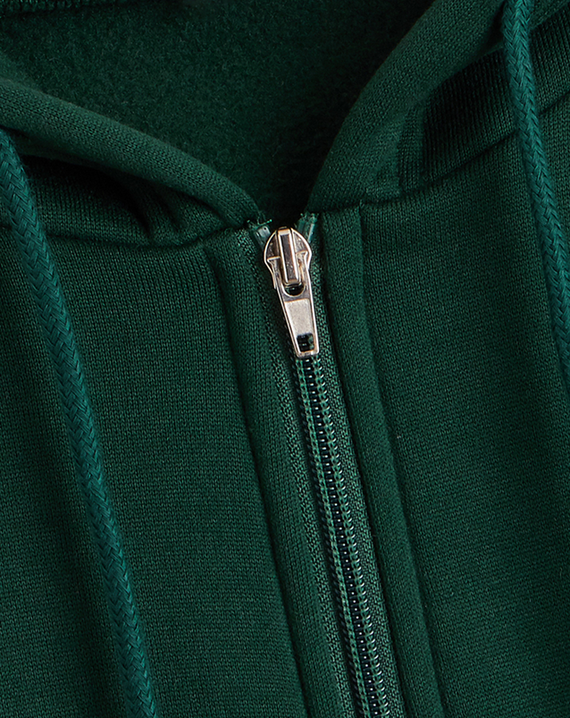 Sweat à capuche zippé à manches longues et doublure polaire de couleur unie