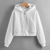 Street Hipster White Cotton Hooded Pullover – Cute Solid Color Hoodie