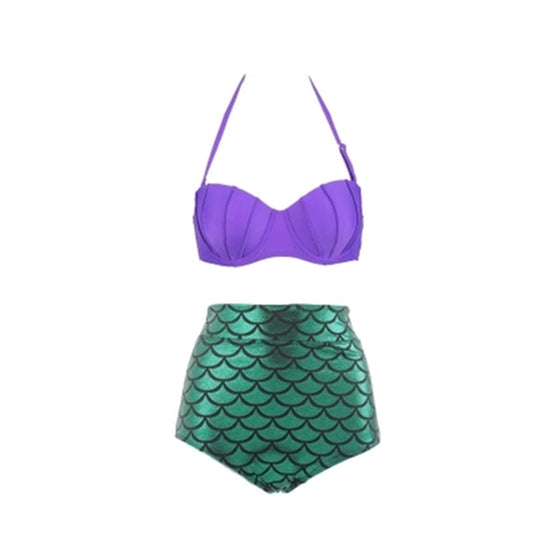 Ensemble bikini sirène taille haute bronzant