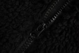 Black Stand Collar Lamb Wool Winter Coat