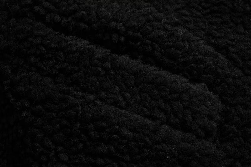 Black Stand Collar Lamb Wool Winter Coat