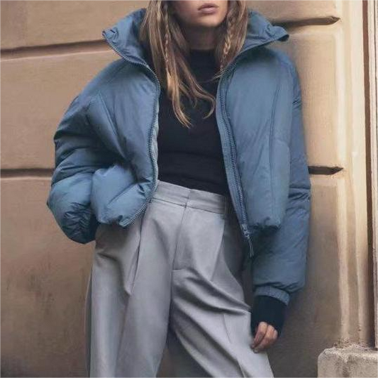 Veste à capuche bleue en coton pour femme