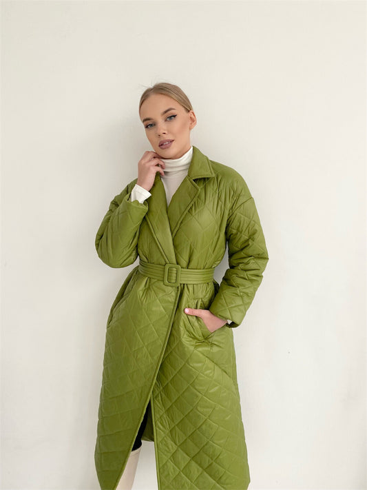 Manteau d'hiver long matelassé en coton Rhombus