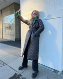Manteau d'hiver long matelassé en coton Rhombus