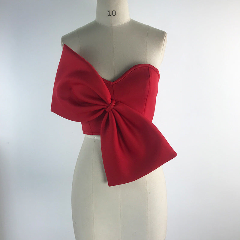 3D Bowknot Strapless Wrapped Chest Top for Women