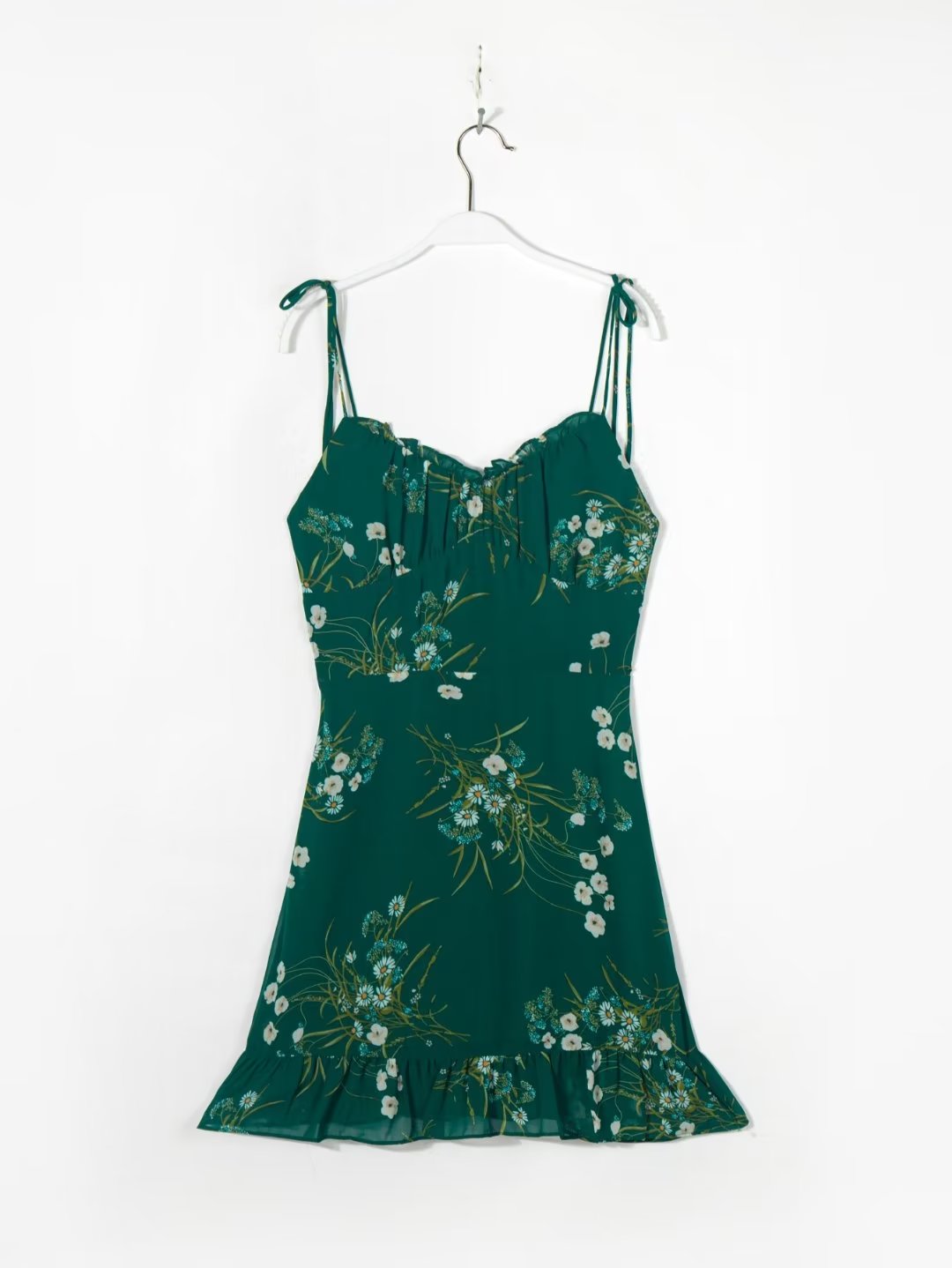 Robe courte à volants, coupe ajustée et amincissante, style pastoral