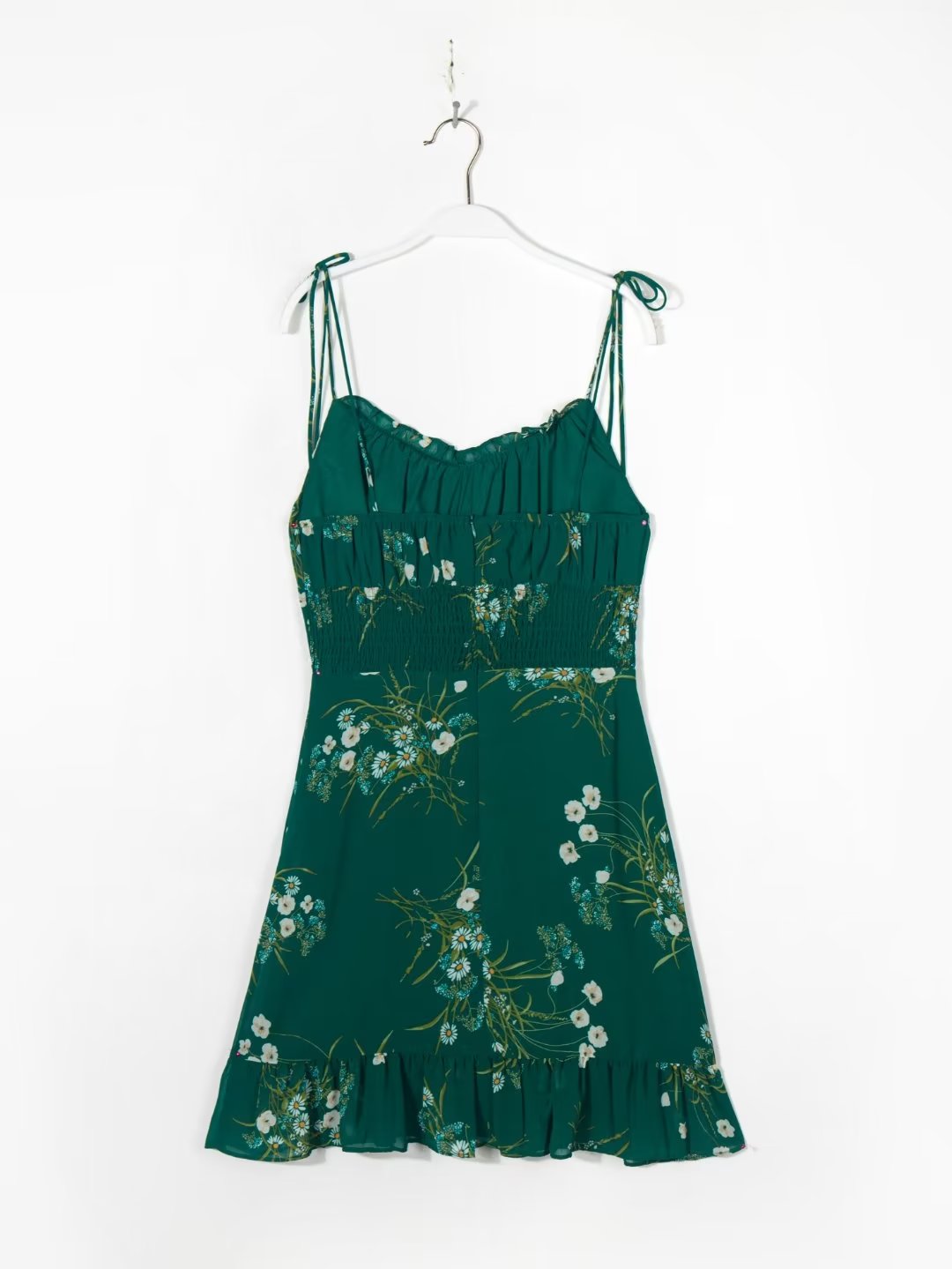 Robe courte à volants, coupe ajustée et amincissante, style pastoral