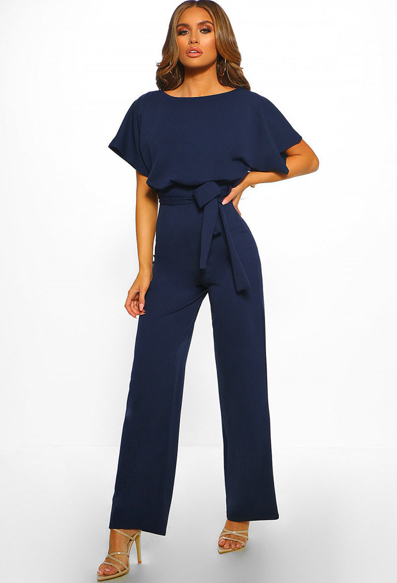 Combinaison à manches courtes et lacets pour femme