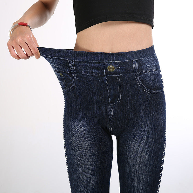 High Waist Denim Dot Ankle Leggings