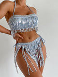 Maillot de bain bikini tube à paillettes
