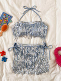 Maillot de bain bikini tube à paillettes