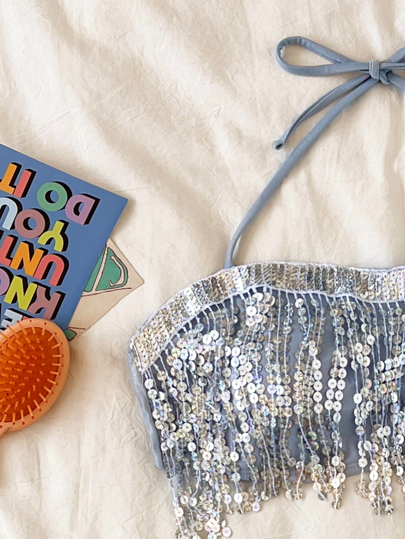Maillot de bain bikini tube à paillettes