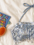 Maillot de bain bikini tube à paillettes