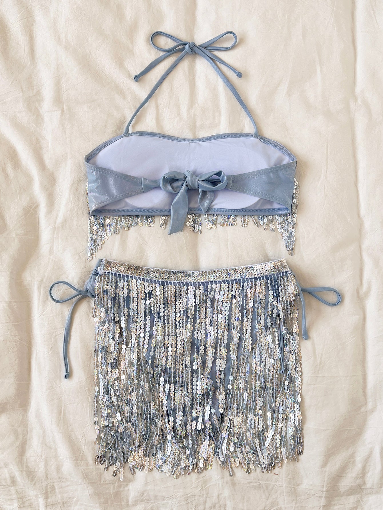 Maillot de bain bikini tube à paillettes