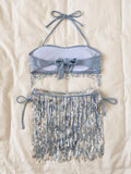 Maillot de bain bikini tube à paillettes