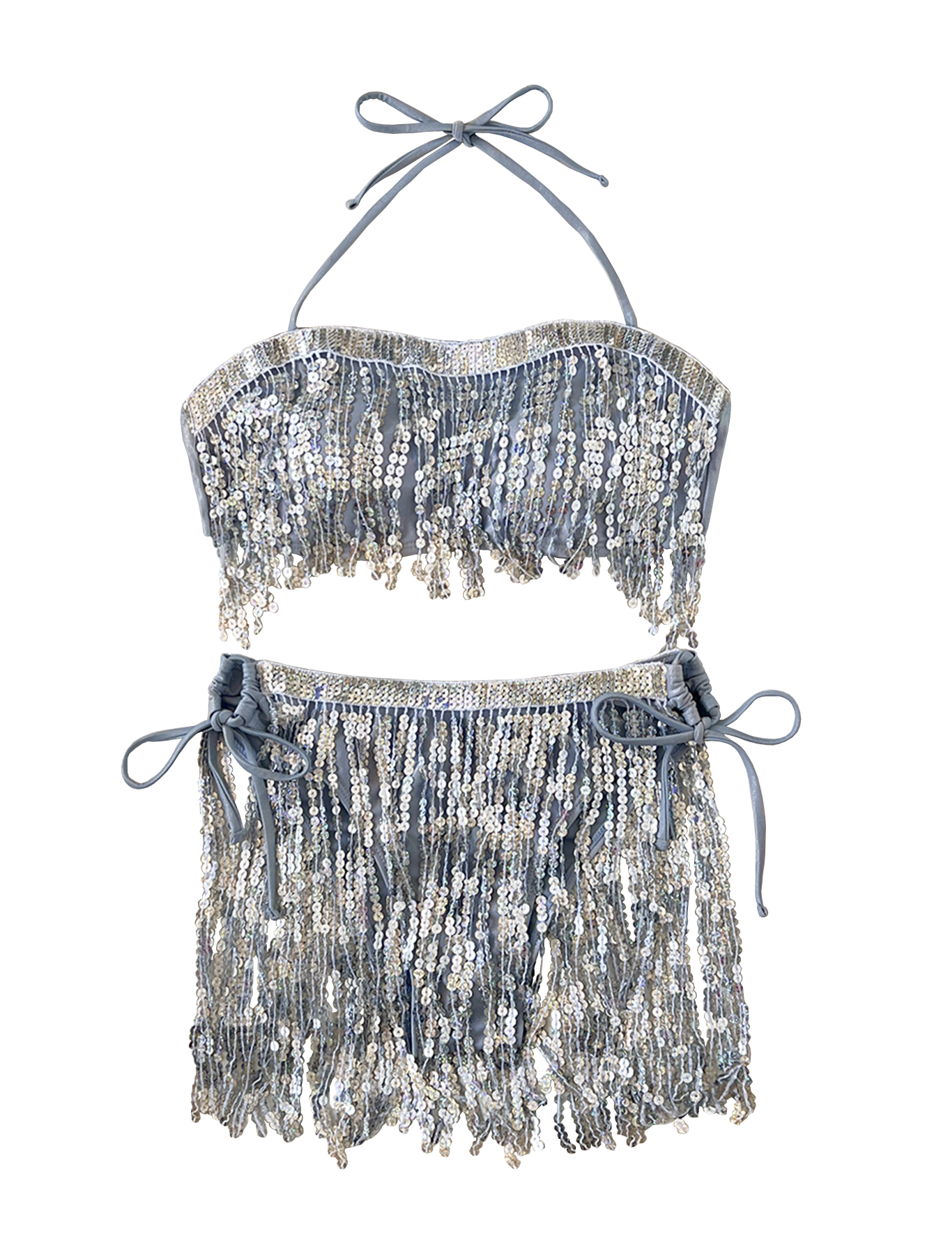 Maillot de bain bikini tube à paillettes