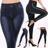 High Waist Denim Dot Ankle Leggings
