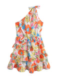 One-Shoulder-Kleid mit Schnürung und laminierter Dekoration