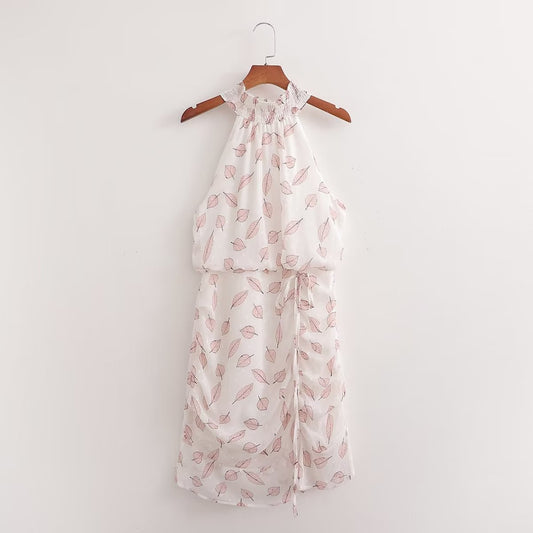 Summer Floral Tie Neck Waist Slimming Fairy Dress