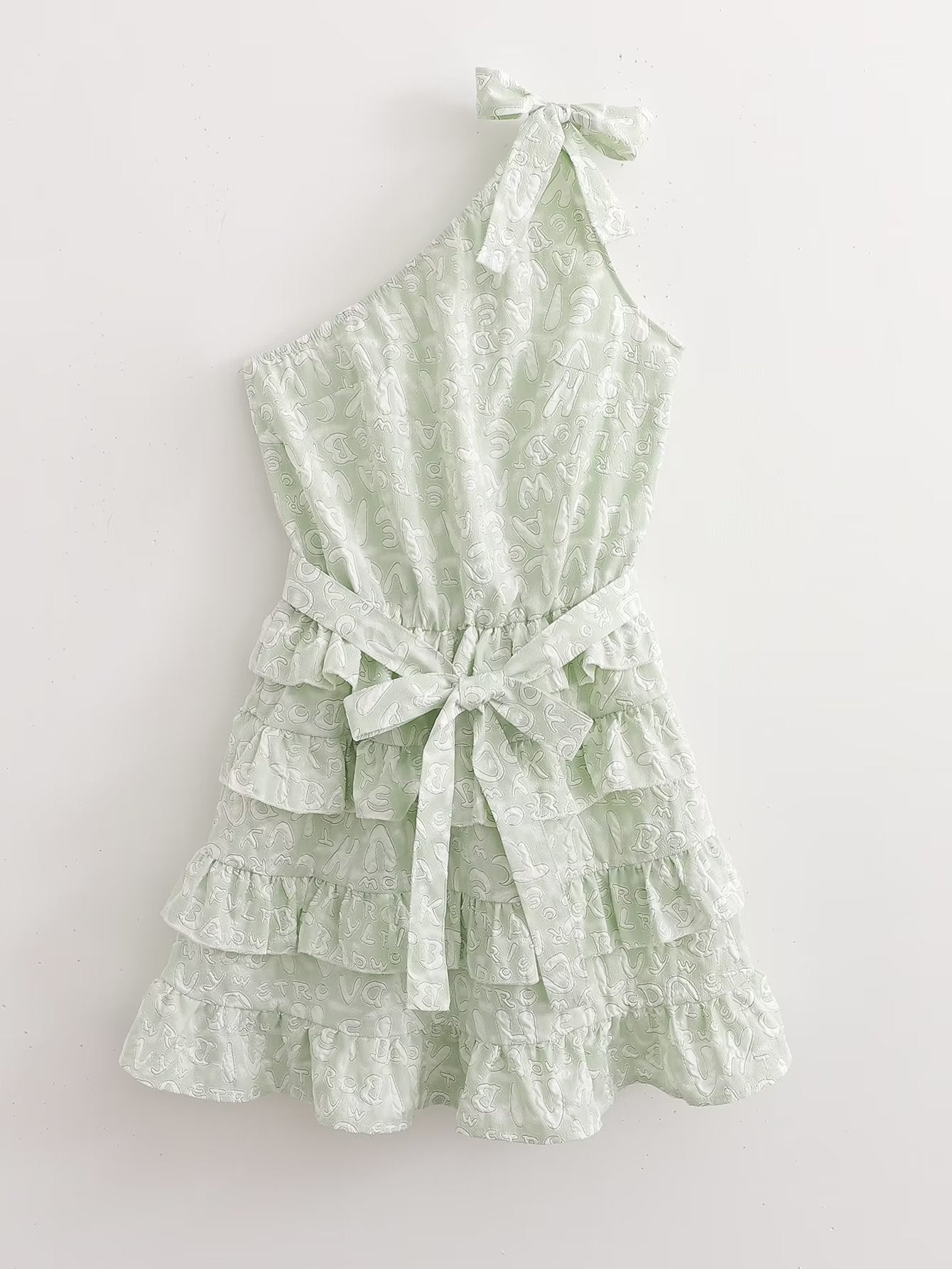 Floral Organza One Shoulder Tiered Dress