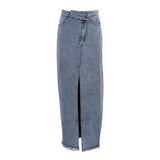 High Waist Vintage Denim Long Skirt