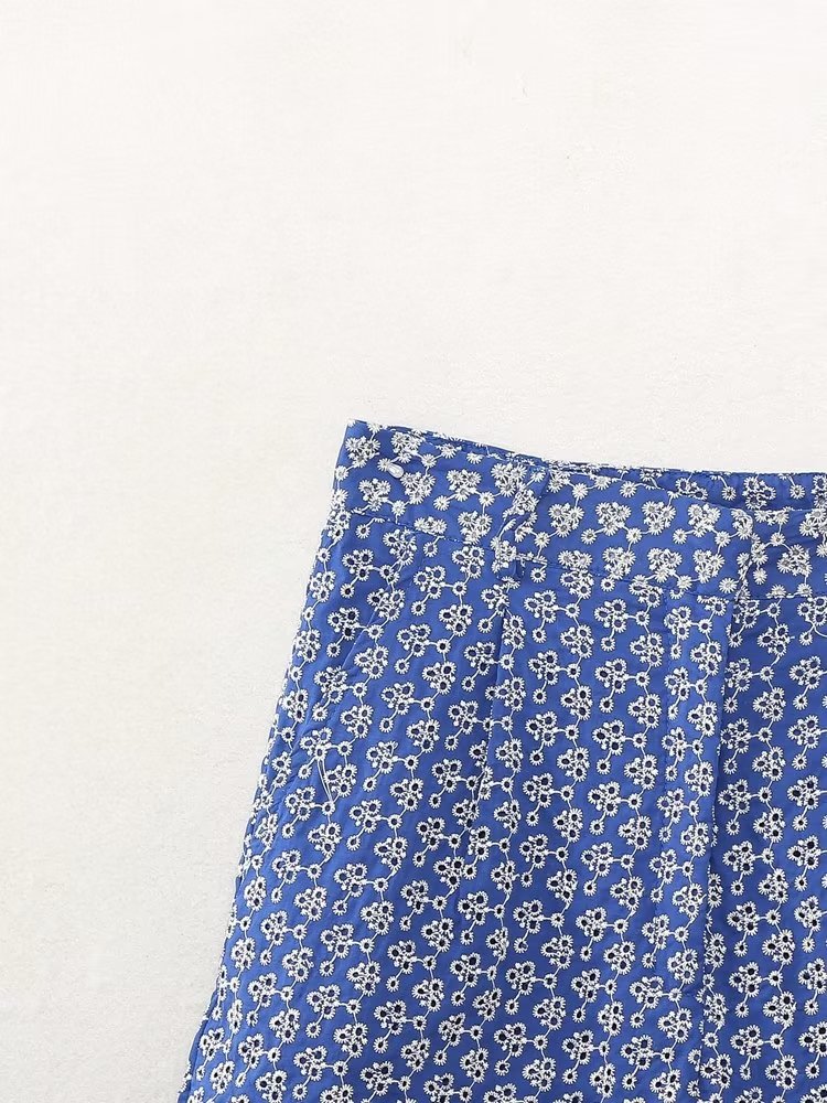 Bestickte Bermudashorts mit hoher Taille für Damen