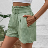 Einfarbige Plissee-Shorts für Damen