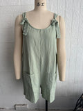 Relaxed Fit Suspender Shorts Romper for Women