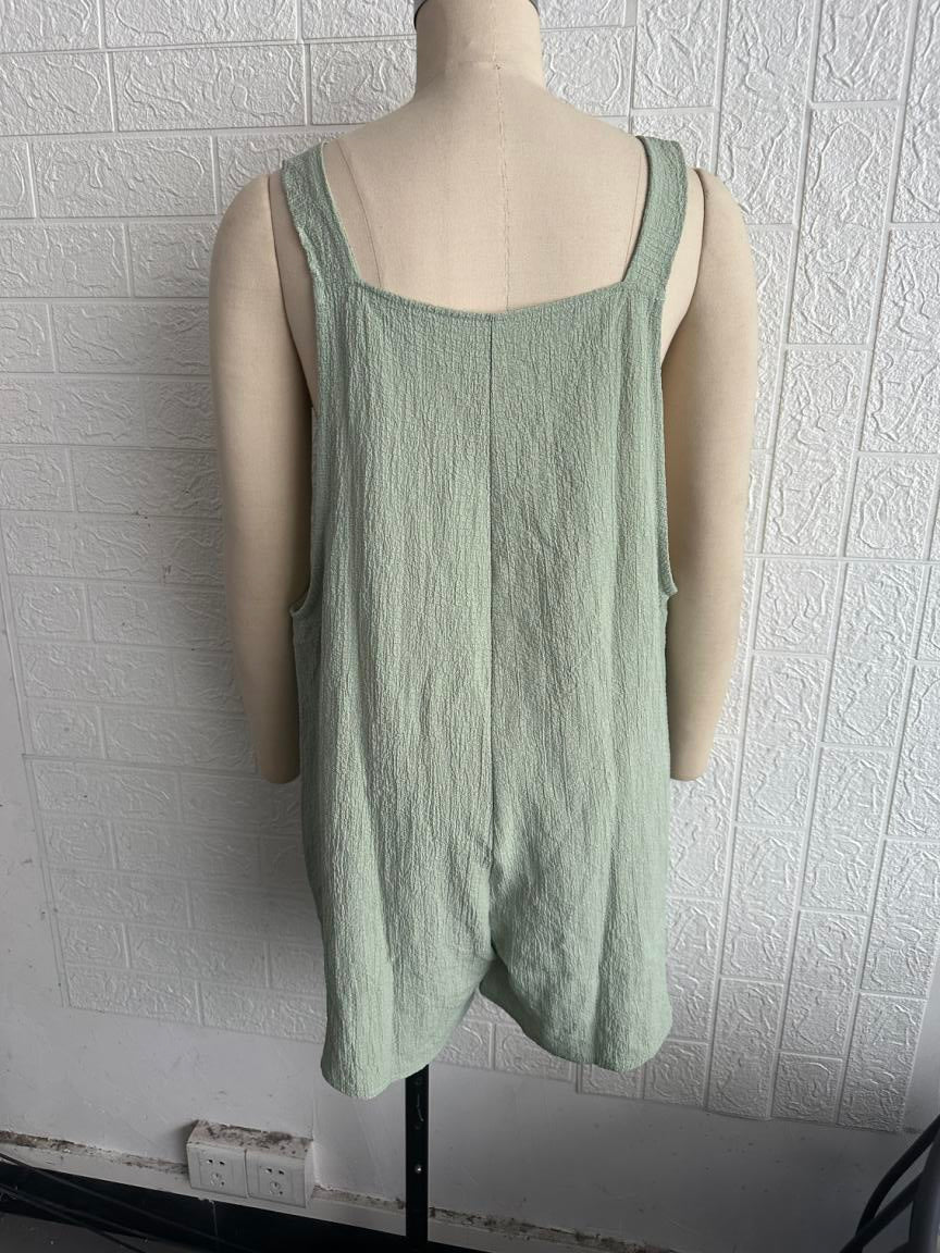 Relaxed Fit Suspender Shorts Romper for Women