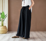 Artistic Wide Leg Linen Yoga Pants for Women