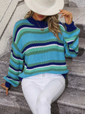 Casual Loose Stitching Knitwear Striped Sweater Women