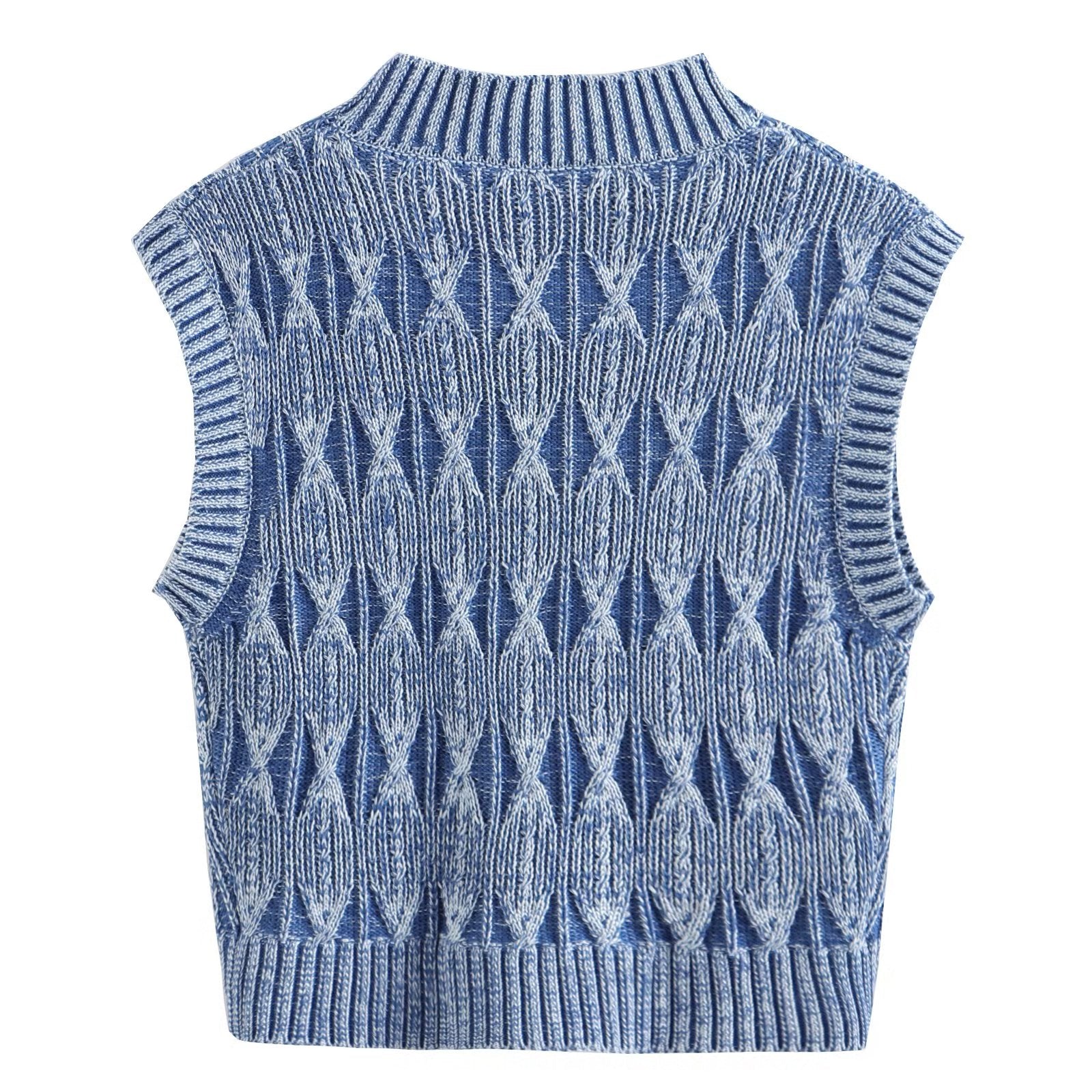 Kurzes Strickpullover-Westen-Jacken-Oberteil mit verwaschenem Distressed-Effekt für Damen
