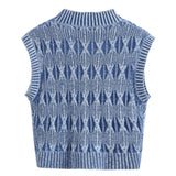 Kurzes Strickpullover-Westen-Jacken-Oberteil mit verwaschenem Distressed-Effekt für Damen