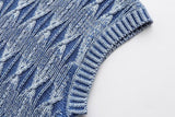 Kurzes Strickpullover-Westen-Jacken-Oberteil mit verwaschenem Distressed-Effekt für Damen