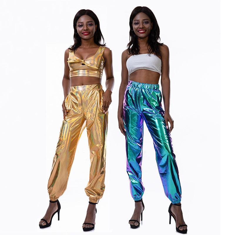 Pantalon de sport décontracté ample à hologramme
