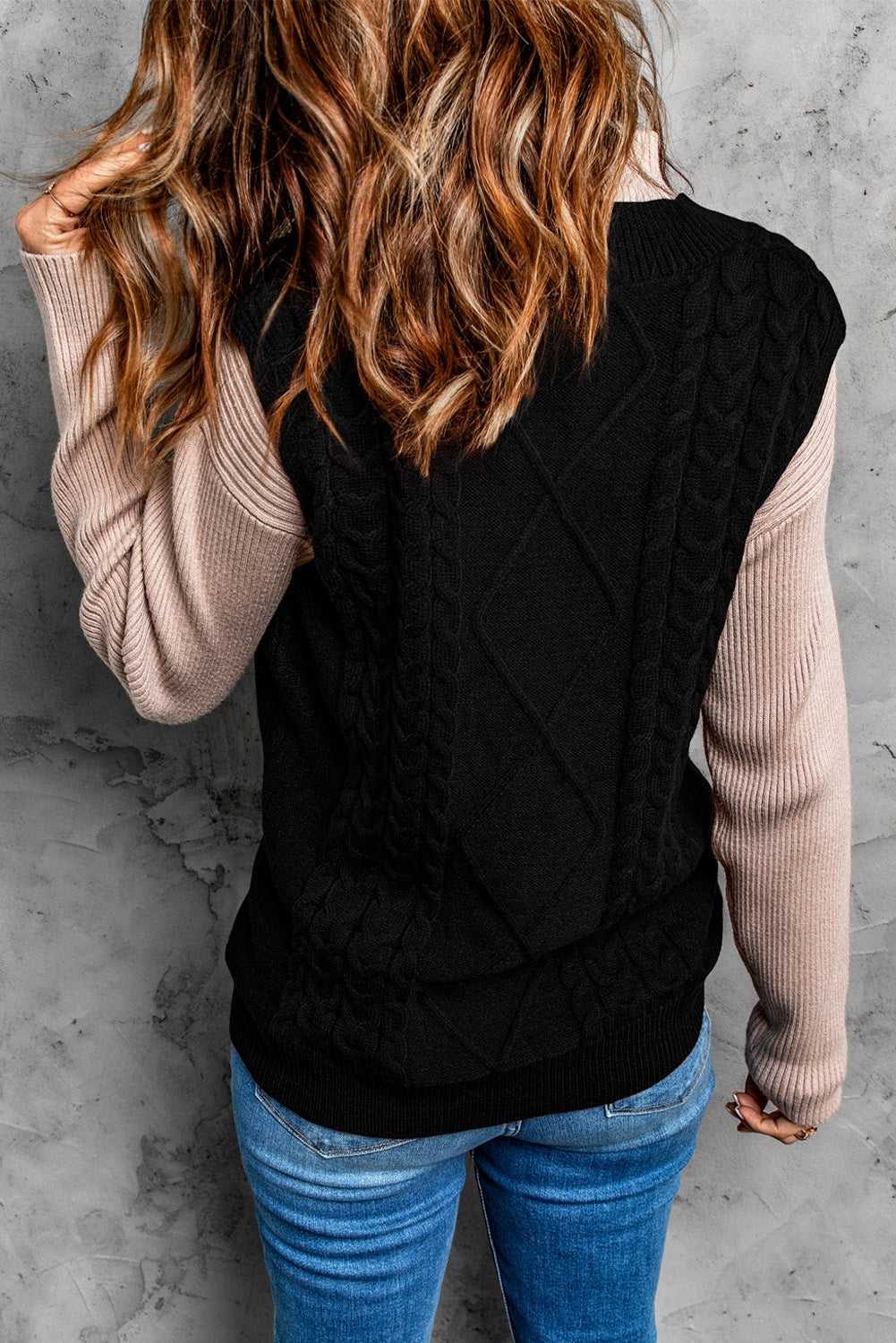 Gestrickter Pullover aus Wollmuster für Damen