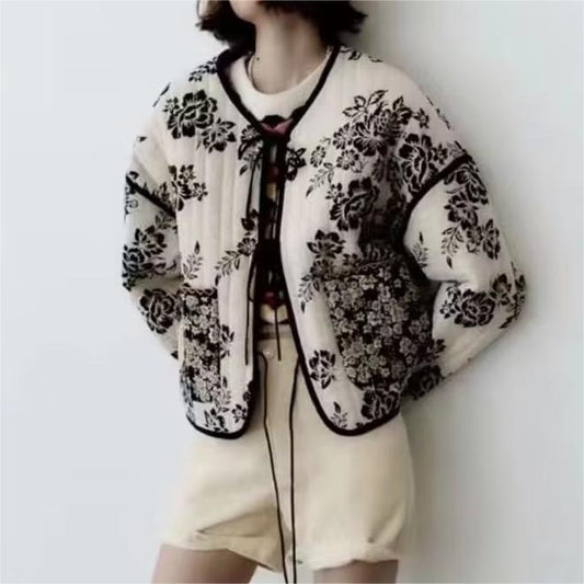 Manteau matelassé en coton à imprimé ethnique