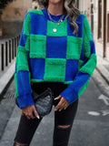 Locker geschnittener zweifarbiger Pullover mit Schweinemuster