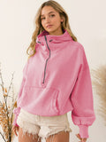 Tide Brand Zipper Drawstring Hooded Sweatshirt for Women