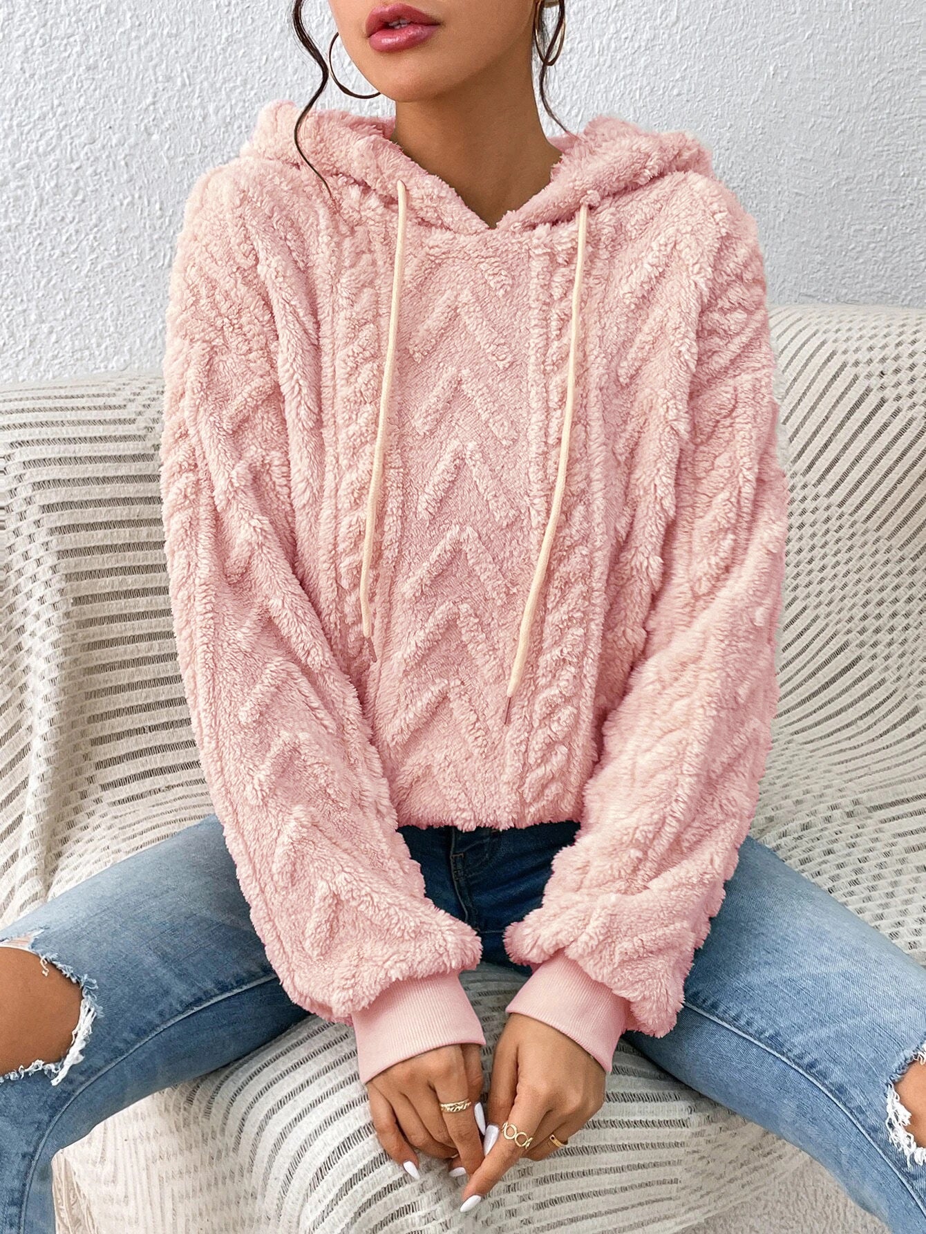 Flanell-Kapuzenpullover für Damen