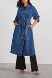 Baggy Double Pocket Denim Belted Jacket