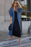 Baggy Double Pocket Denim Belted Jacket