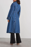 Baggy Double Pocket Denim Belted Jacket