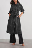 Baggy Double Pocket Denim Belted Jacket