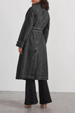 Baggy Double Pocket Denim Belted Jacket
