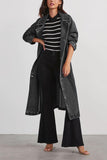 Baggy Double Pocket Denim Belted Jacket