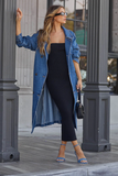 Baggy Double Pocket Denim Belted Jacket